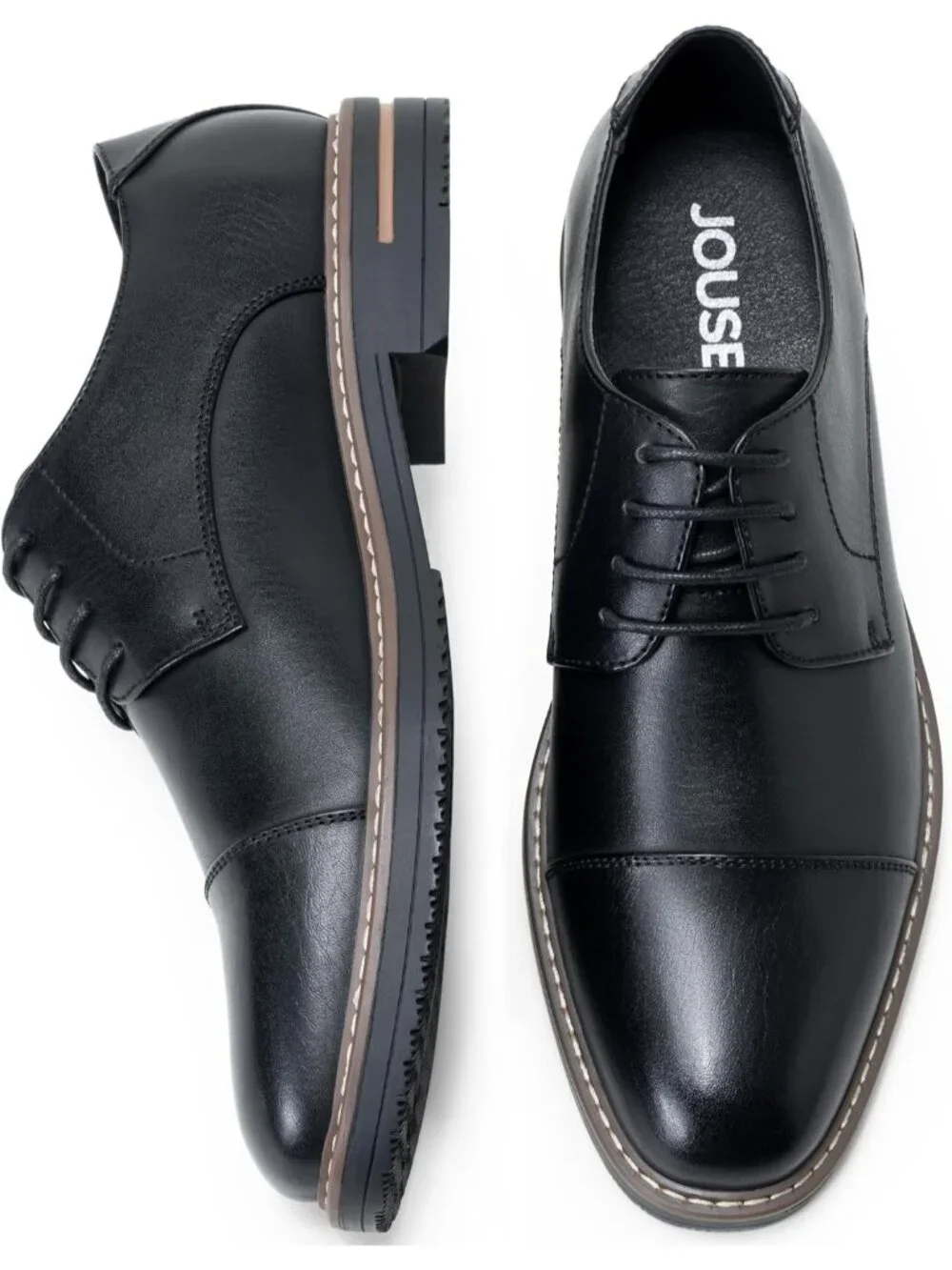 Men's Black Classic Cap Toe Lightweight Formal Oxford Wedding Dress Shoes